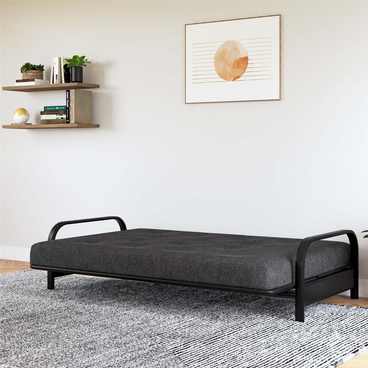 Unbeatable comfort: Cozey 6-inch polyester linen futon with coils -  Dark Gray - Full