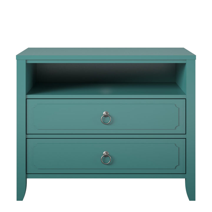 Her Majesty 2 Drawer Nightstand with 1 Open Cubby and 2 Drawers - Emerald Green