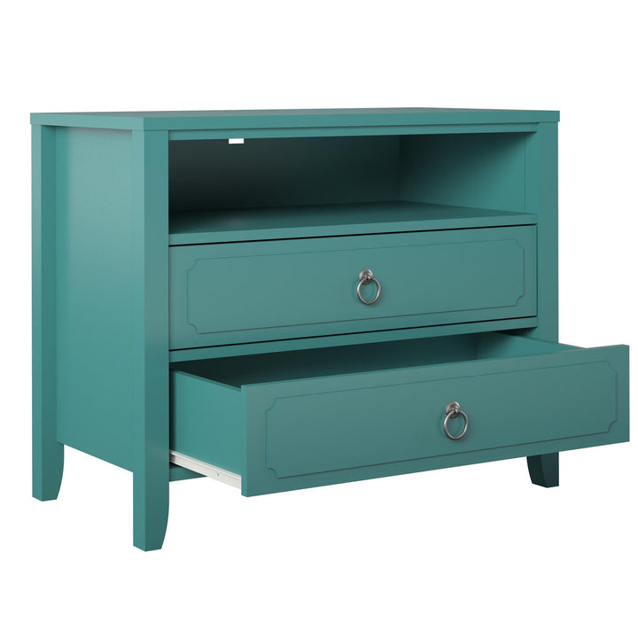 Her Majesty 2 Drawer Nightstand with 1 Open Cubby and 2 Drawers - Emerald Green