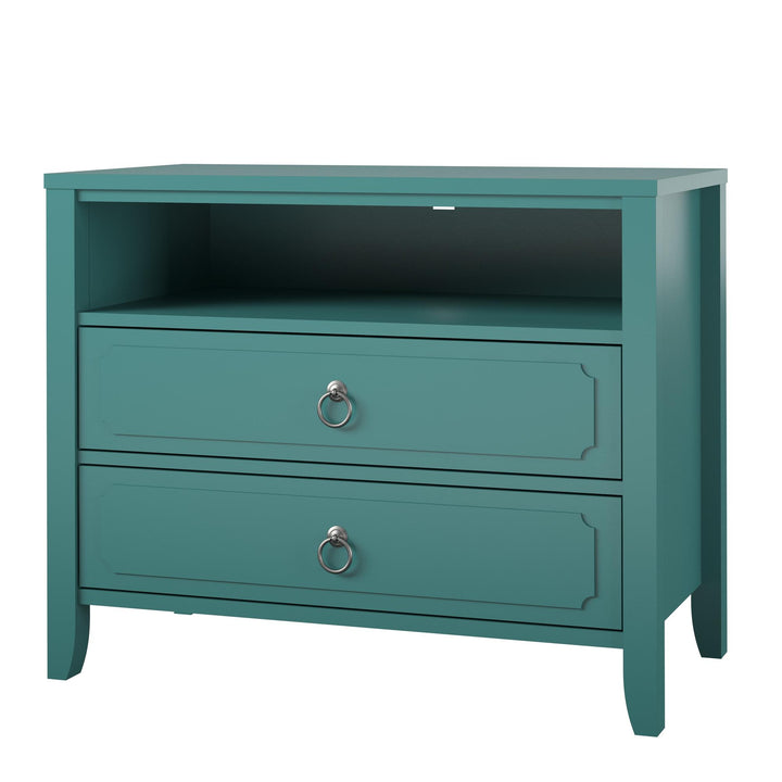 Her Majesty 2 Drawer Nightstand with 1 Open Cubby and 2 Drawers - Emerald Green