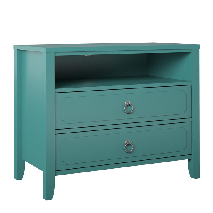 Her Majesty 2 Drawer Nightstand with 1 Open Cubby and 2 Drawers - Emerald Green