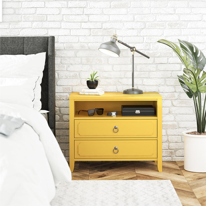 Her Majesty 2 Drawer Nightstand with 1 Open Cubby and 2 Drawers - Mustard Yellow