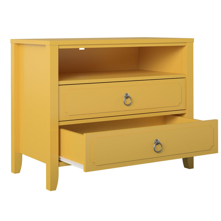 Her Majesty 2 Drawer Nightstand with 1 Open Cubby and 2 Drawers - Mustard Yellow