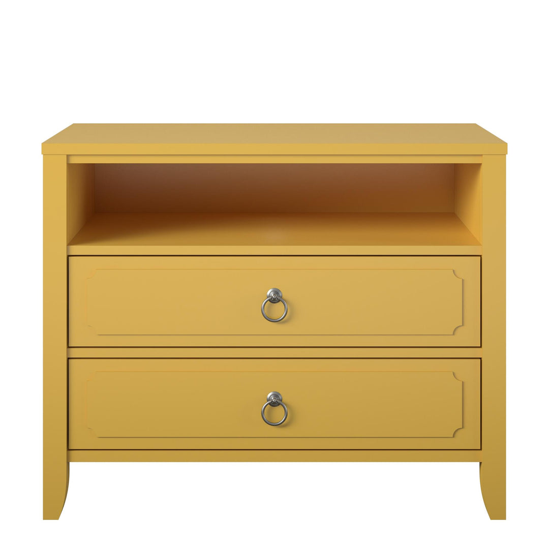 Her Majesty 2 Drawer Nightstand with 1 Open Cubby and 2 Drawers - Mustard Yellow