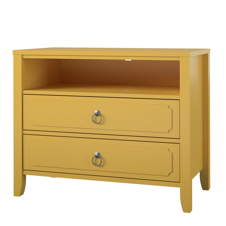 Her Majesty 2 Drawer Nightstand with 1 Open Cubby and 2 Drawers - Mustard Yellow