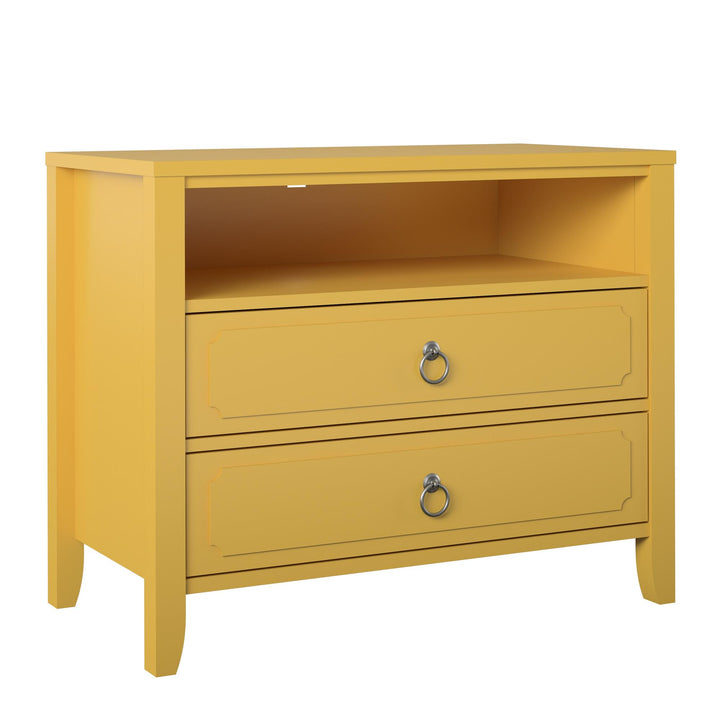 Her Majesty 2 Drawer Nightstand with 1 Open Cubby and 2 Drawers - Mustard Yellow