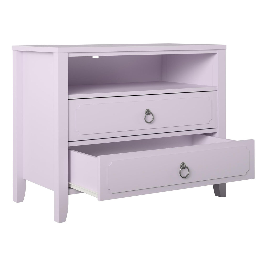 Her Majesty 2 Drawer Nightstand with 1 Open Cubby and 2 Drawers - Lavender