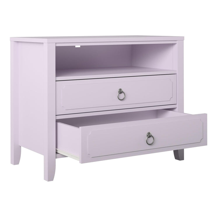 Her Majesty 2 Drawer Nightstand with 1 Open Cubby and 2 Drawers - Lavender