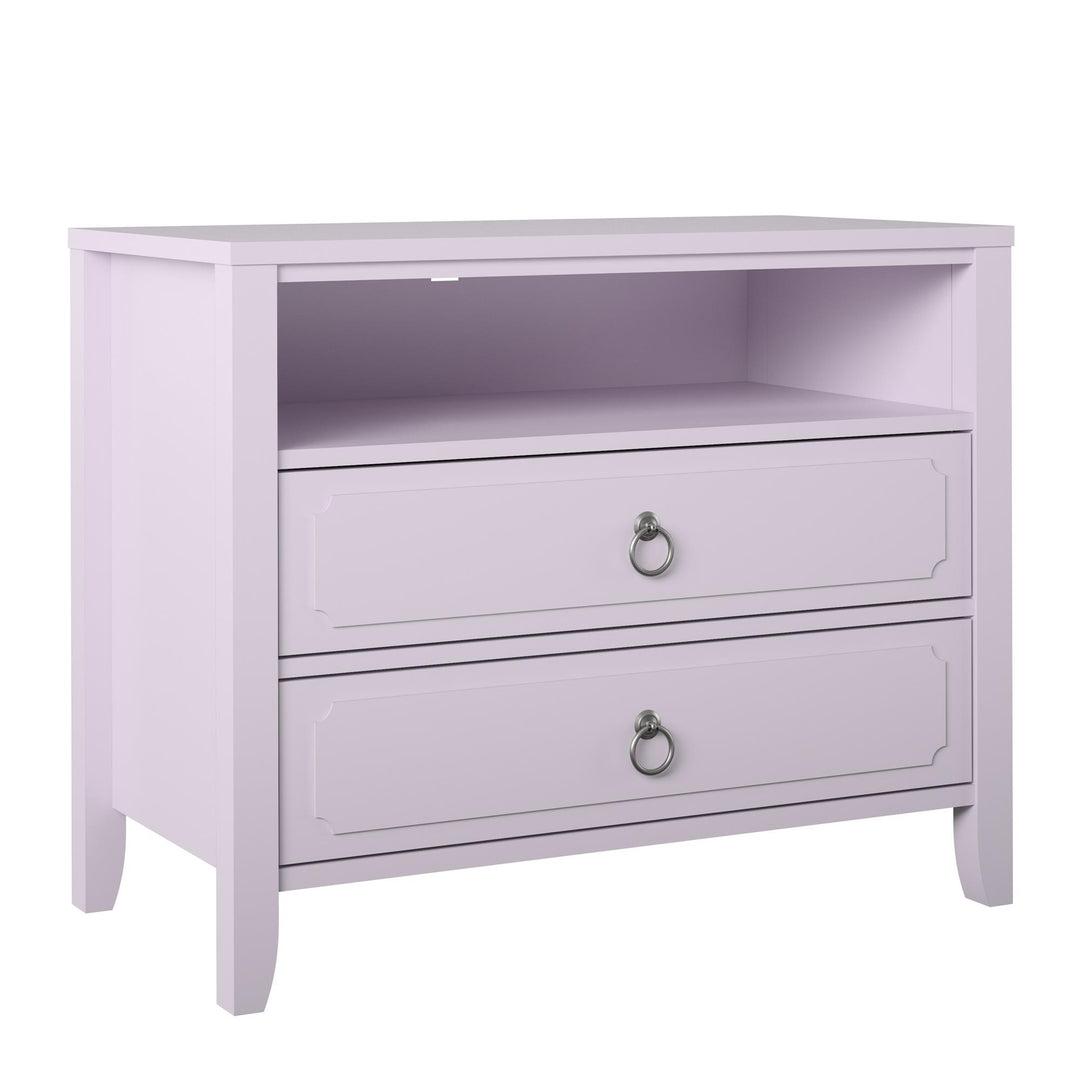 Her Majesty 2 Drawer Nightstand with 1 Open Cubby and 2 Drawers - Lavender