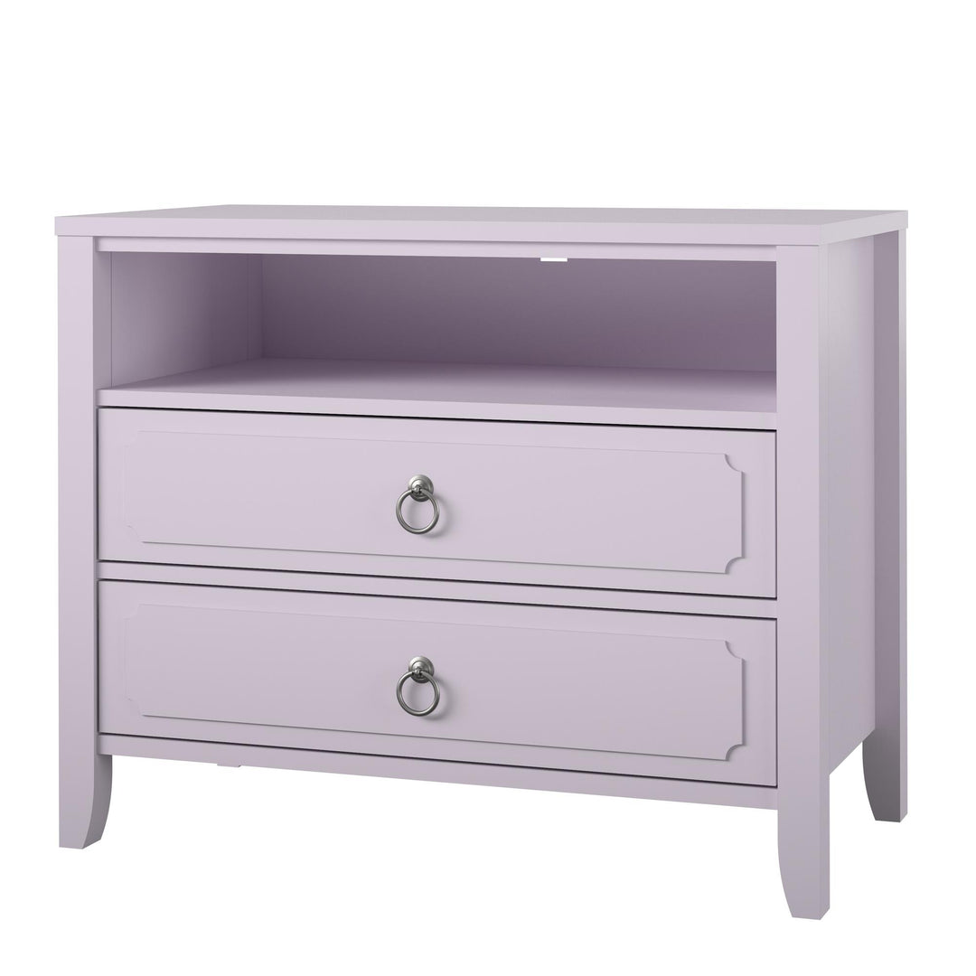 Her Majesty 2 Drawer Nightstand with 1 Open Cubby and 2 Drawers - Lavender