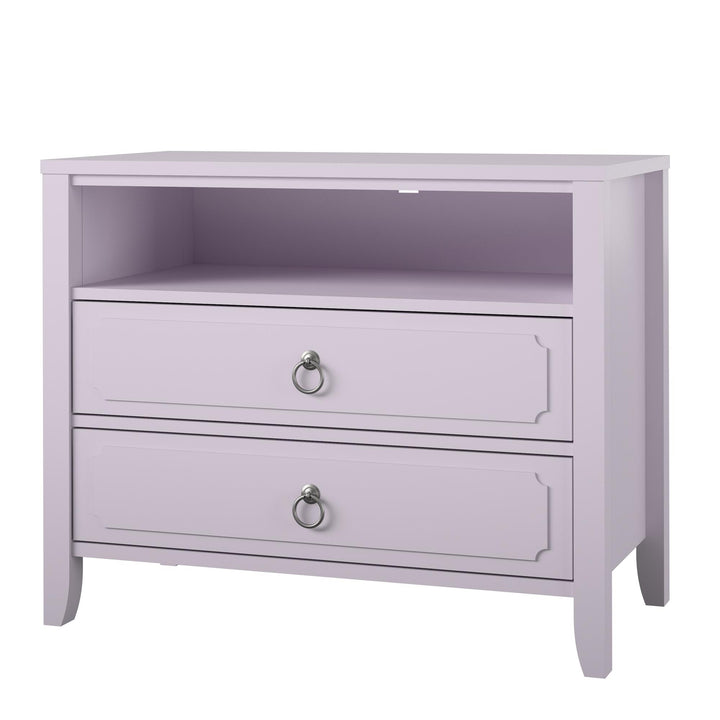 Her Majesty 2 Drawer Nightstand with 1 Open Cubby and 2 Drawers - Lavender