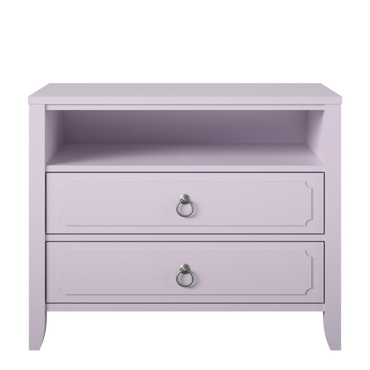 Her Majesty 2 Drawer Nightstand with 1 Open Cubby and 2 Drawers - Lavender