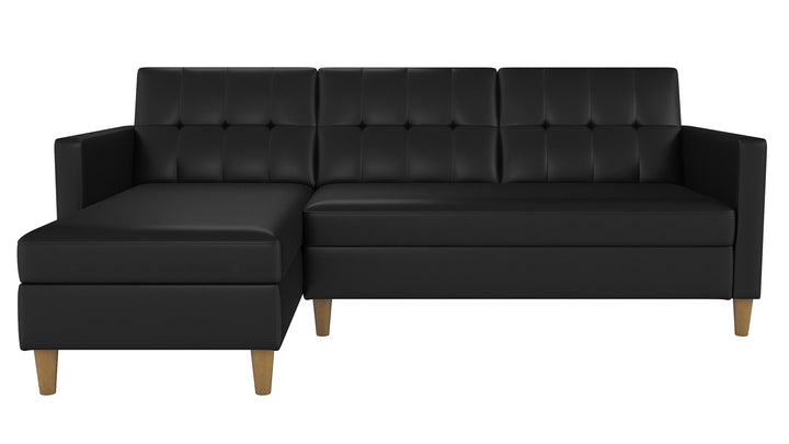 Hartford Reversible Sectional Futon with Storage Chaise - Gray
