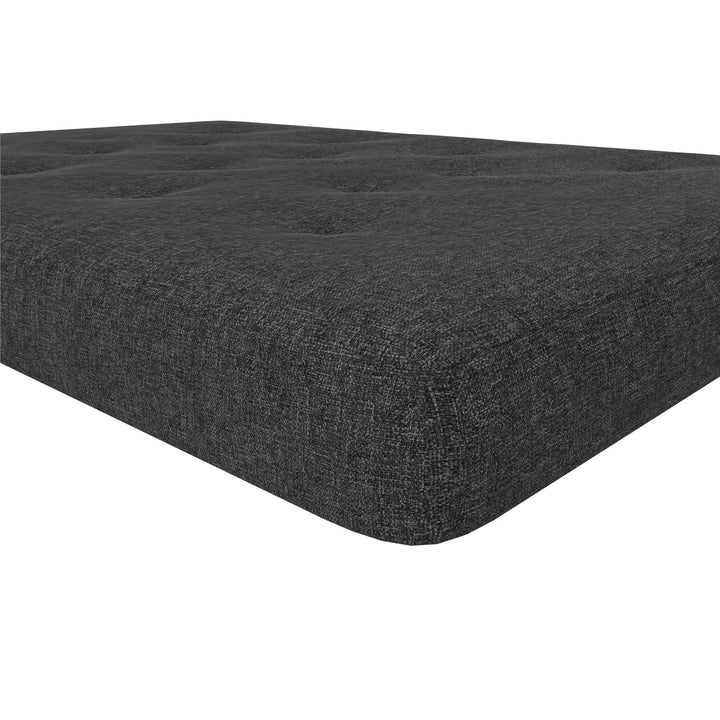 Best 6-inch polyester linen futon mattress with Bonnell coils by Cozey -  Dark Gray - Full
