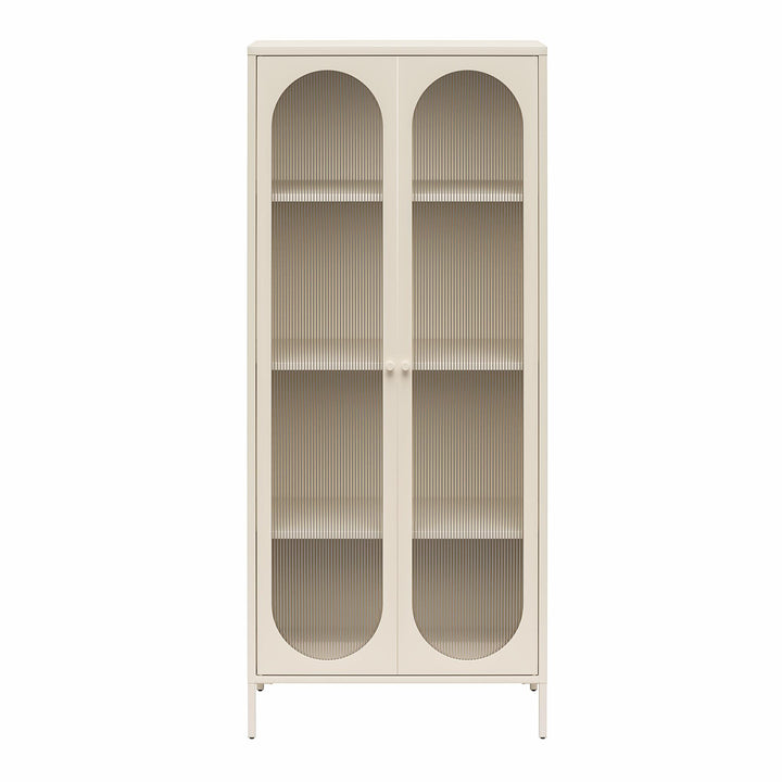 Luna Tall 2 Door Accent Cabinet with Fluted Glass - Parchment