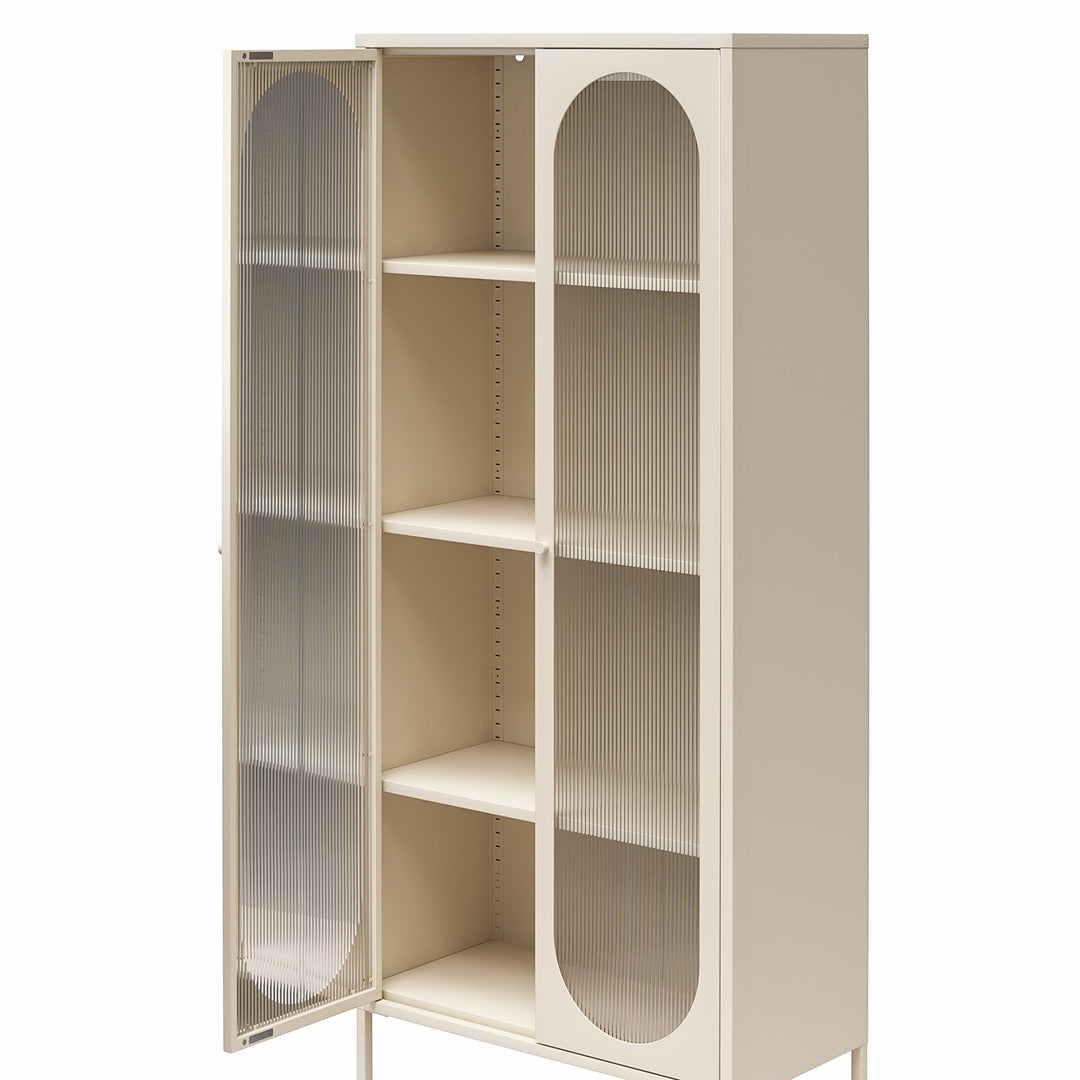 2 Door Accent Cabinet with Fluted Glass for bathroom - Parchment