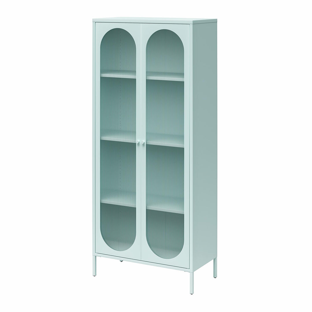 fluted glass door storage cabinet - Sky Blue