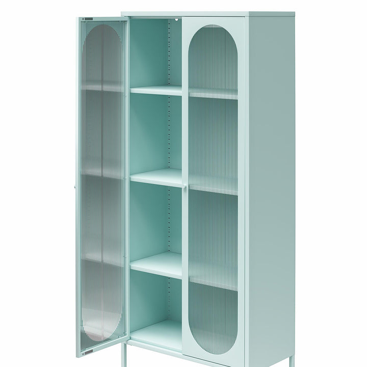 2 Door Accent Cabinet with Fluted Glass for bathroom - Sky Blue