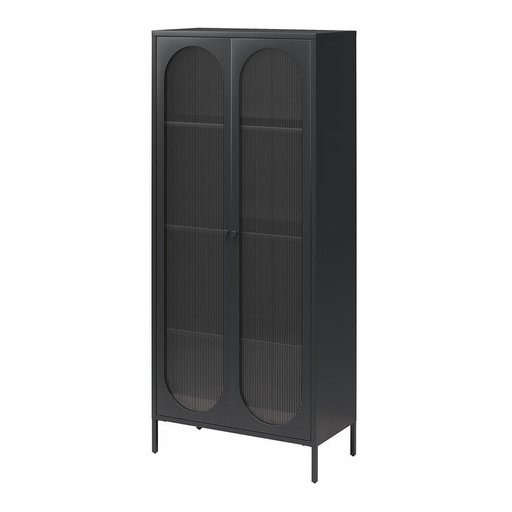 2 door glass accent storage cabinet - Black