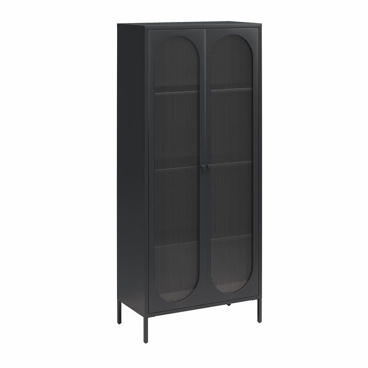 fluted glass door storage cabinet - Black
