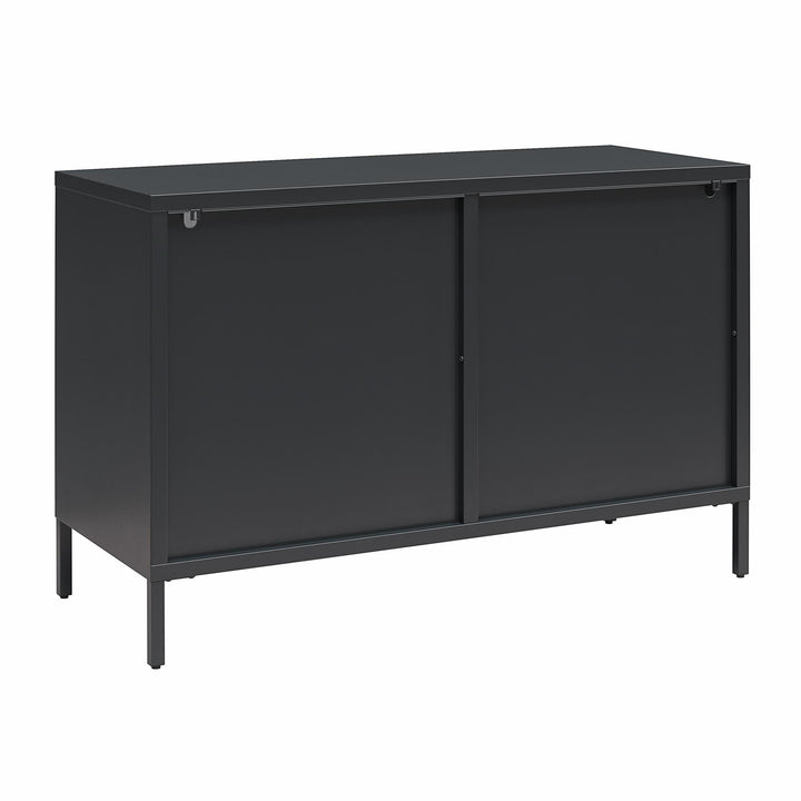 fluted glass door storage cabinet wide - Black