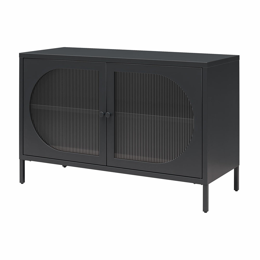 wide cabinet with fluted glass door - Black