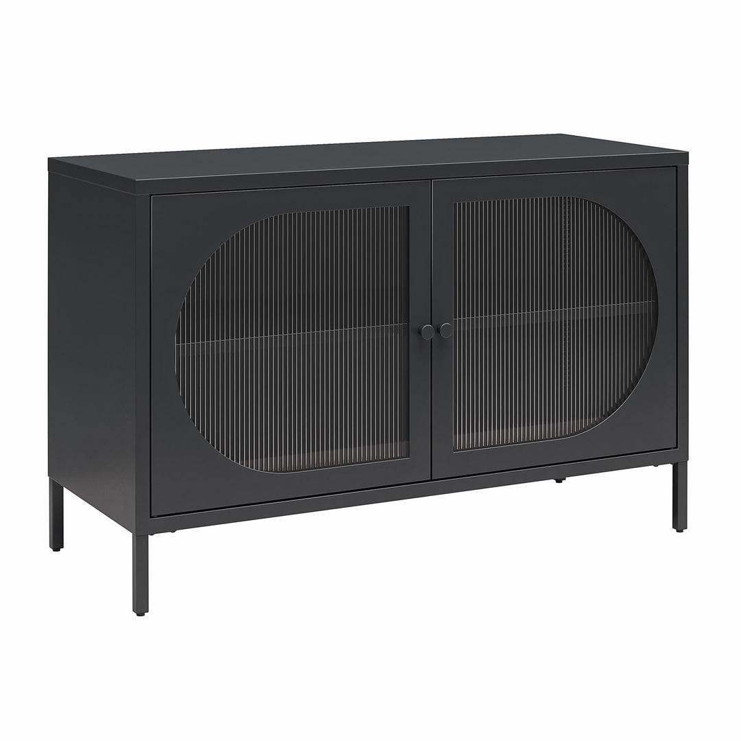 Wide 2 door glass accent storage cabinet - Black