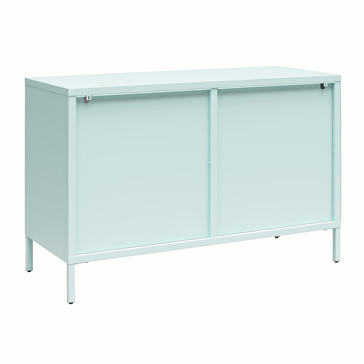 fluted glass door storage cabinet wide - Sky Blue