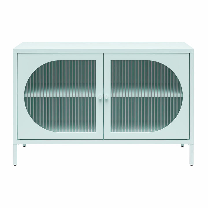 Luna Wide 2 Door Accent Cabinet with Fluted Glass - Sky Blue