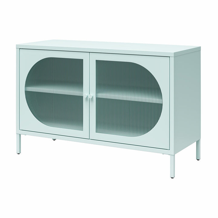 Wide 2 door glass accent storage cabinet - Sky Blue