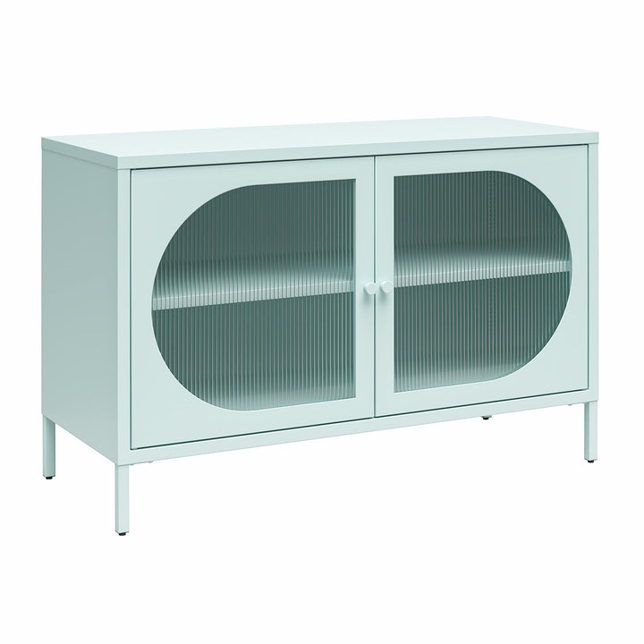 Luna Wide 2 Door Accent Cabinet with Fluted Glass - Sky Blue