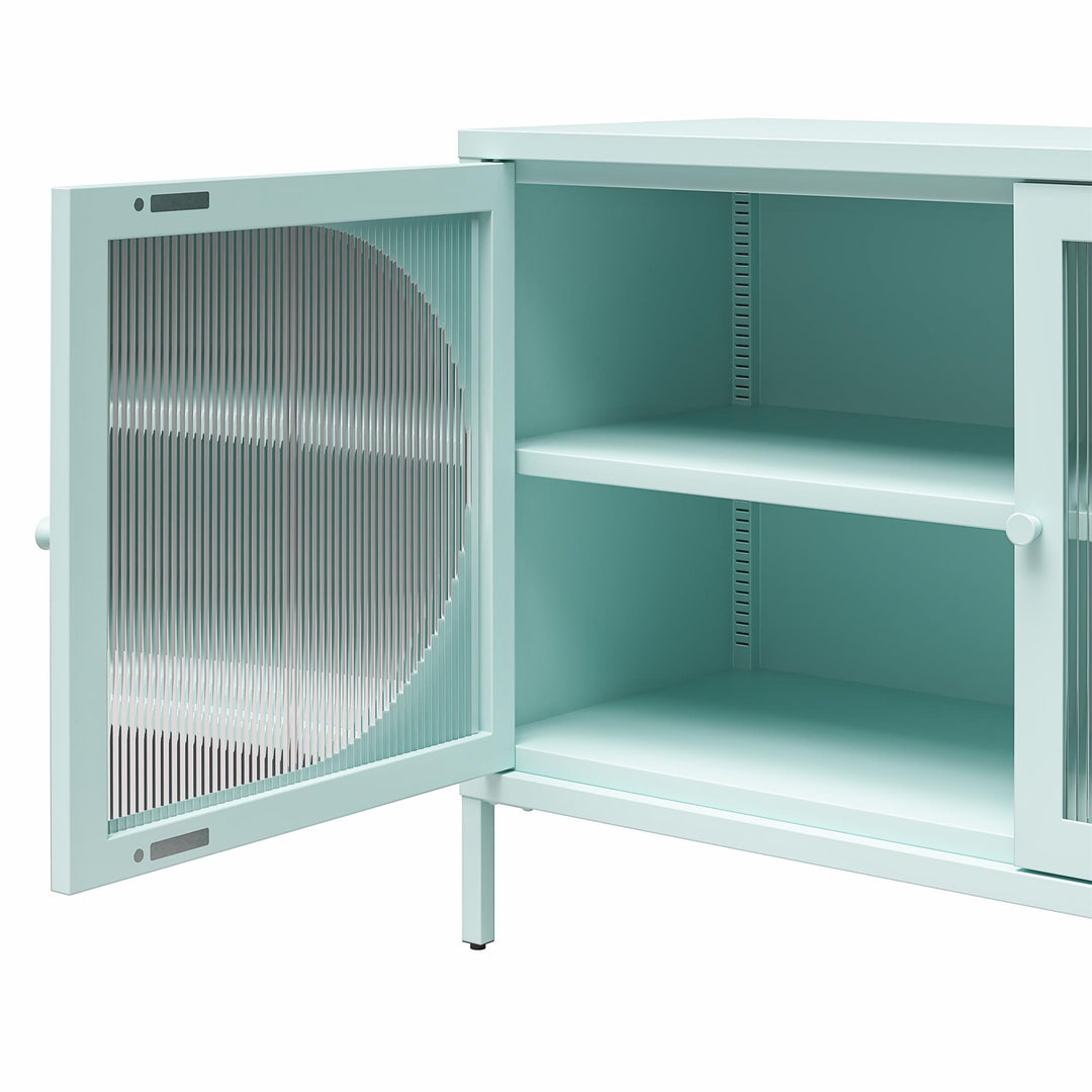 Luna Wide 2 Door Accent Cabinet with Fluted Glass - Sky Blue