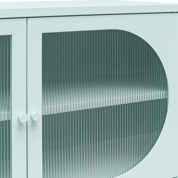 Luna Wide 2 Door Accent Cabinet with Fluted Glass - Sky Blue