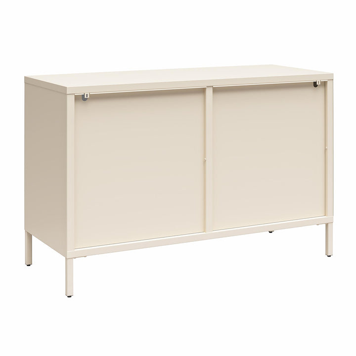 Luna Wide 2 Door Accent Cabinet with Fluted Glass - Parchment