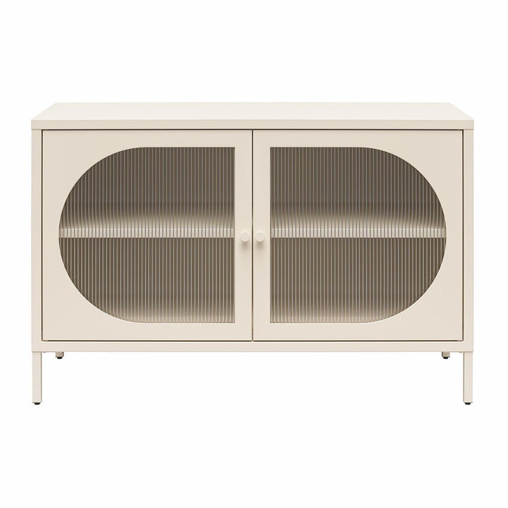 Luna Wide 2 Door Accent Cabinet with Fluted Glass - Parchment