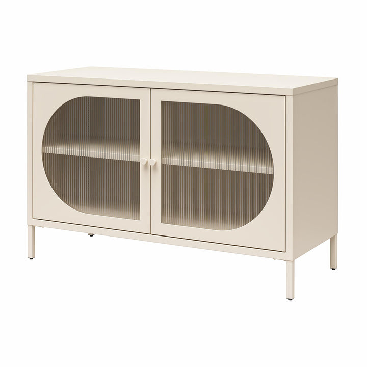 Luna Wide 2 Door Accent Cabinet with Fluted Glass - Parchment