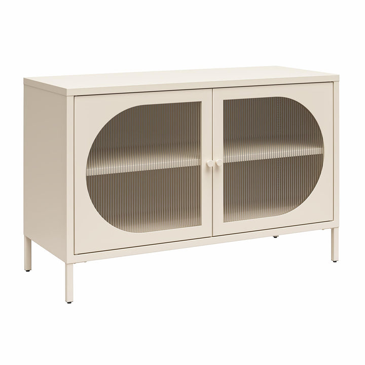 Luna Wide 2 Door Accent Cabinet with Fluted Glass - Parchment