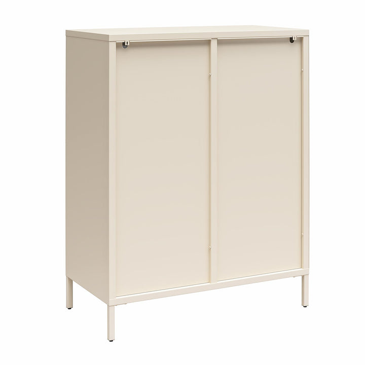 Luna Short 2 Door Accent Cabinet with Fluted Glass - Parchment