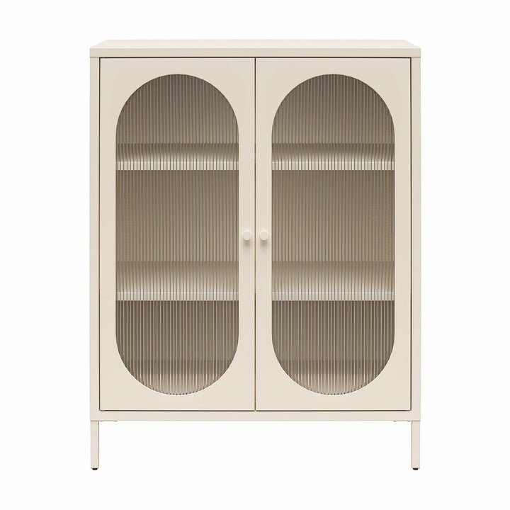 Luna Short 2 Door Accent Cabinet with Fluted Glass - Parchment