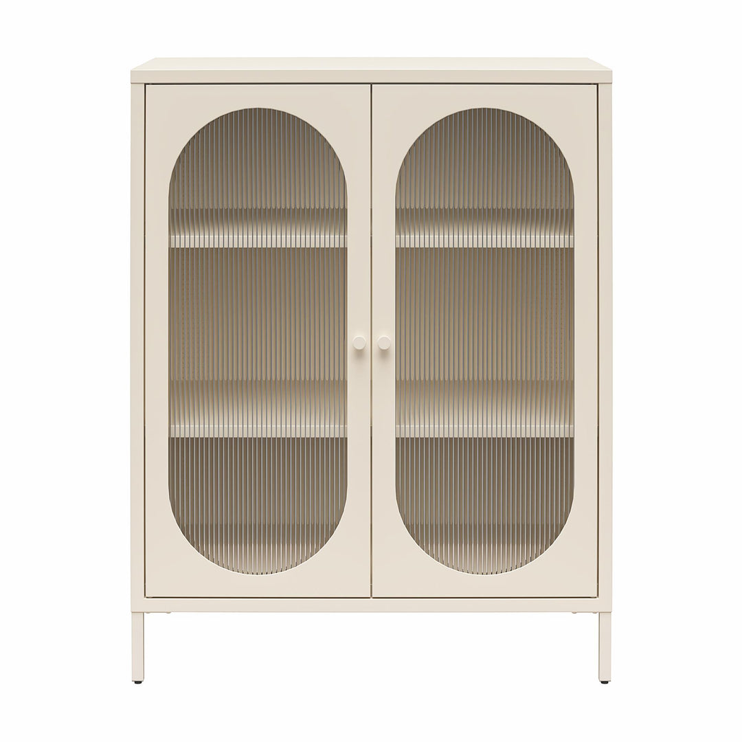Luna Short 2 Door Accent Cabinet with Fluted Glass - Parchment