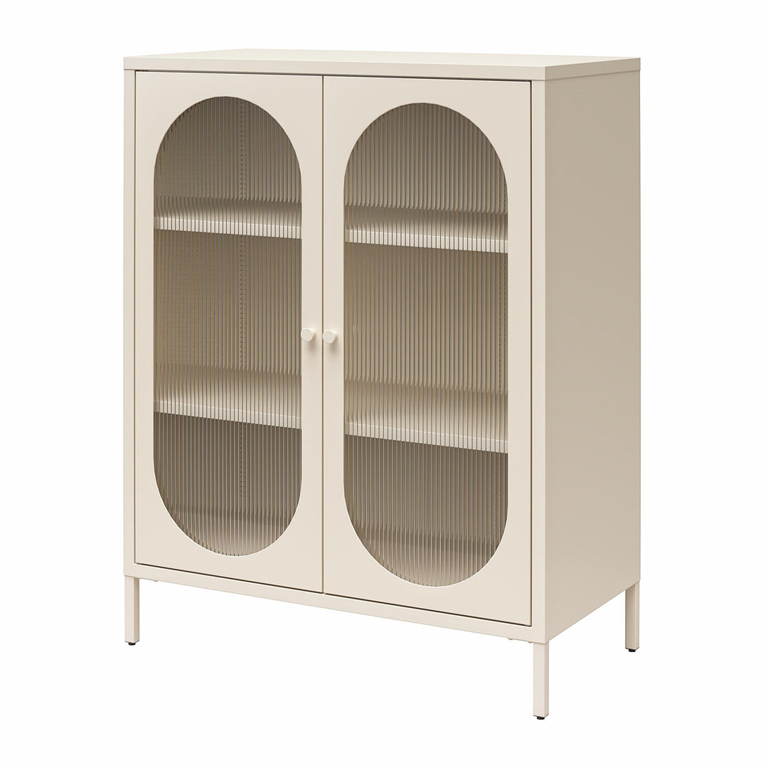 Luna Short 2 Door Accent Cabinet with Fluted Glass - Parchment