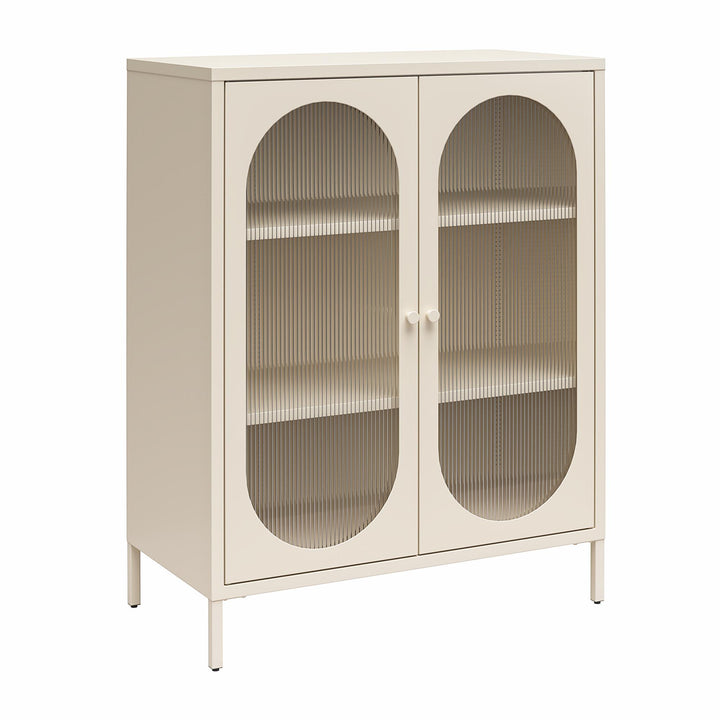 Short storage cabinet with glass doors - Parchment