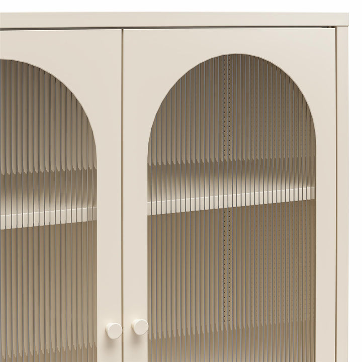 Luna Short 2 Door Accent Cabinet with Fluted Glass - Parchment