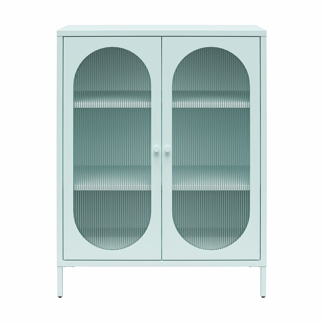 Luna Short 2 Door Accent Cabinet with Fluted Glass - Sky Blue