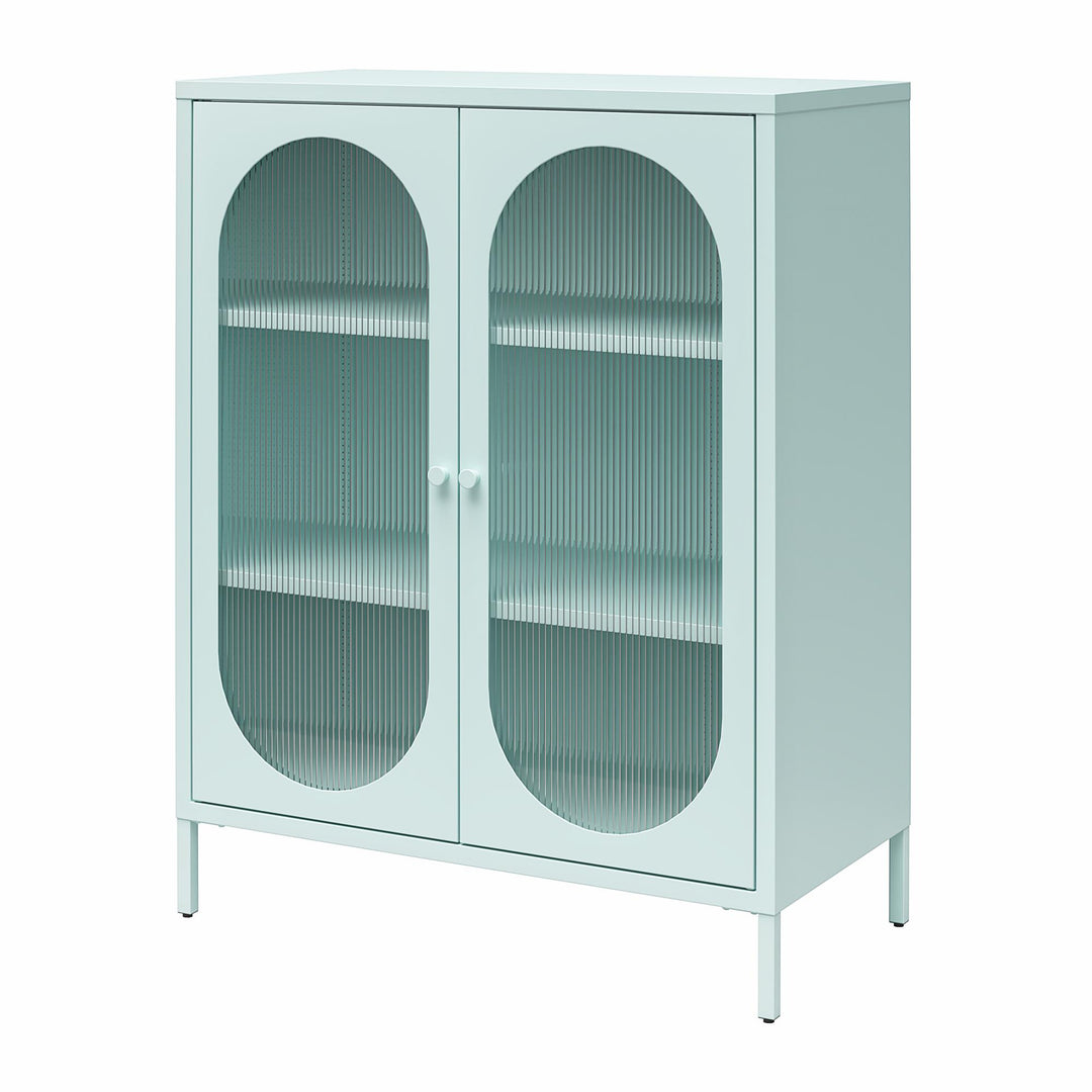 Luna Short 2 Door Accent Cabinet with Fluted Glass - Sky Blue