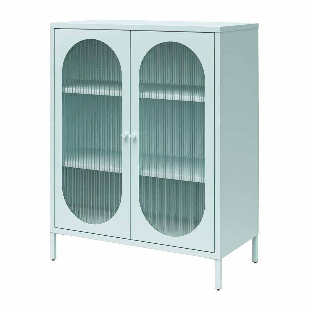 Short cabinet with fluted glass door - Sky Blue