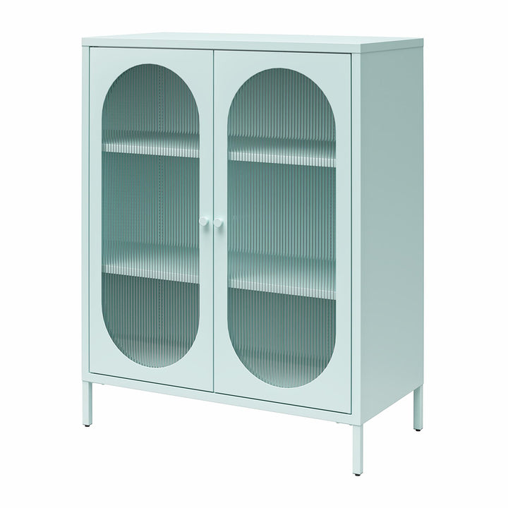 Short cabinet with fluted glass door - Sky Blue