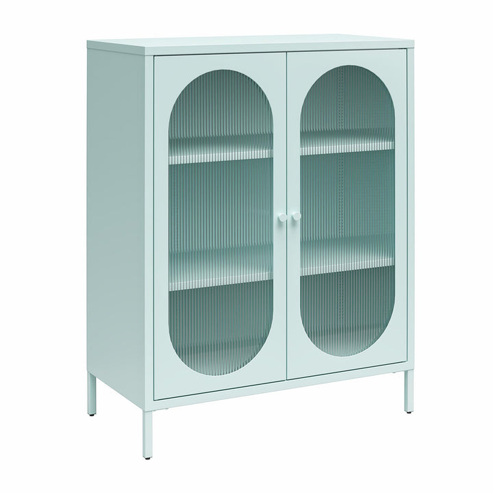 Short storage cabinet with glass doors - Sky Blue