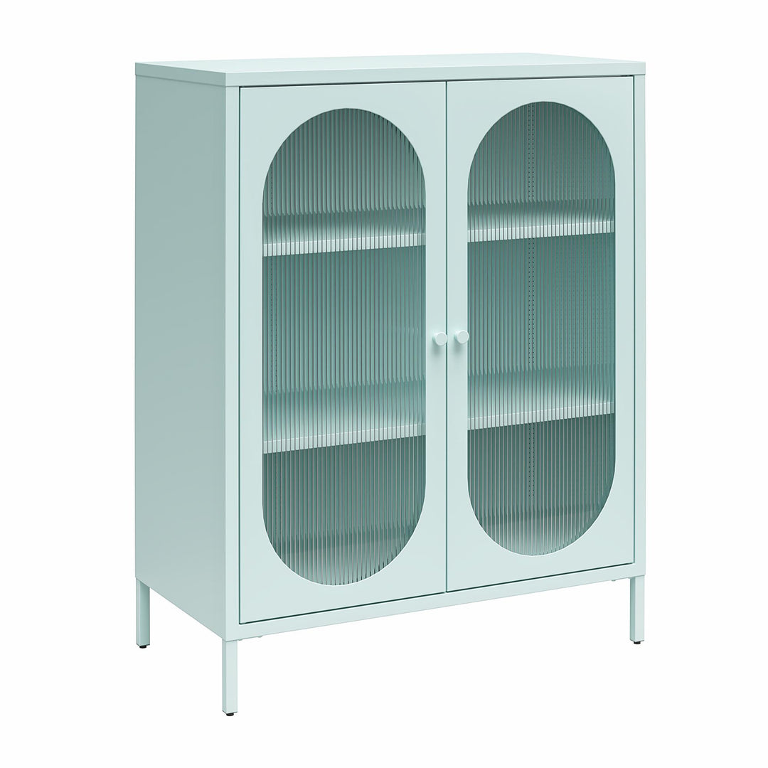 Luna Short 2 Door Accent Cabinet with Fluted Glass - Sky Blue