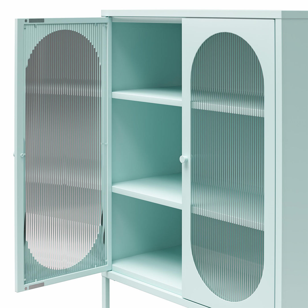 Luna Short 2 Door Accent Cabinet with Fluted Glass - Sky Blue